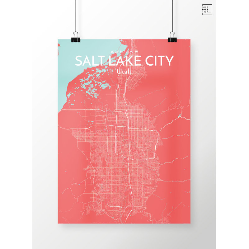 Salt Lake City Map - No Frame Print, 91.4cm H x 61cm W x 0.13cm D