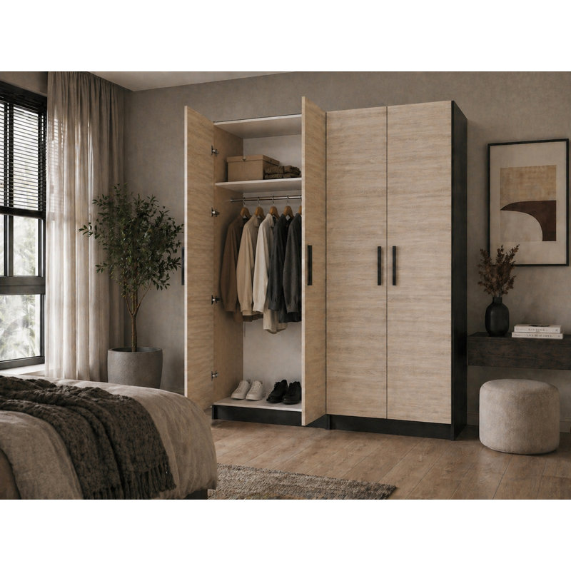 Nitra 4 Door Wardrobe, Black/Sonoma