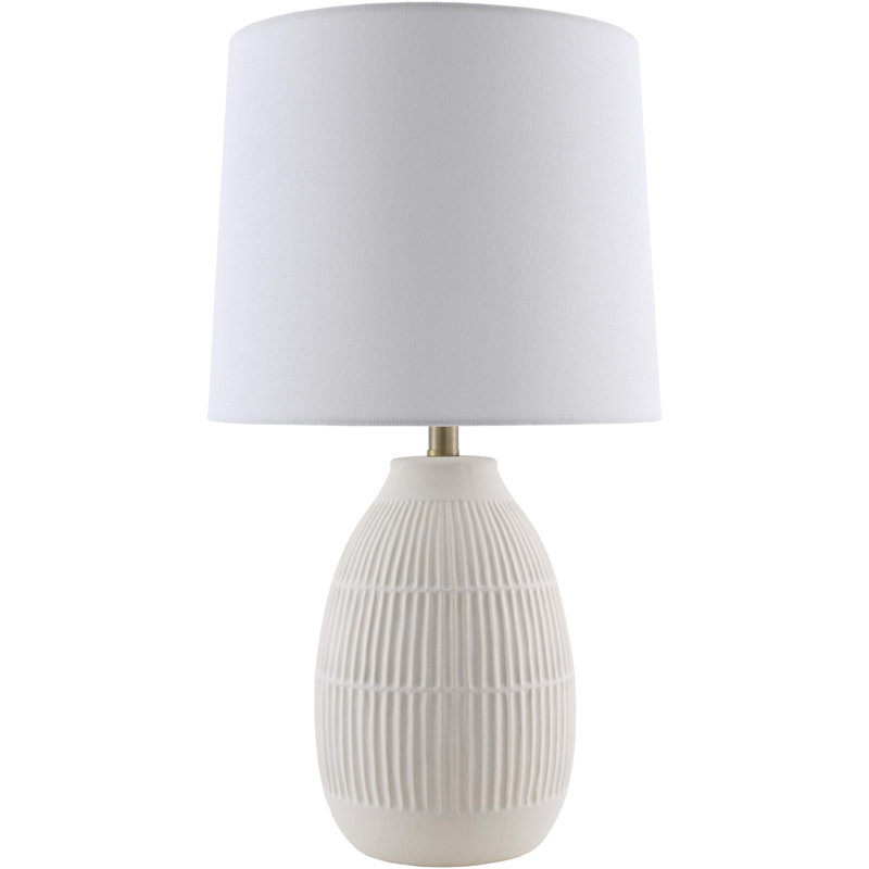 Lampe de table Audrys, Crème, Lin lin, Blanc
