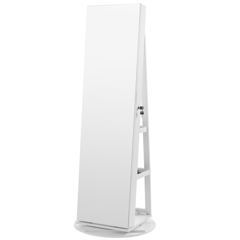 21.5'' Wide Freestanding Jewelry Armoire with Mirror,LED, White/Black