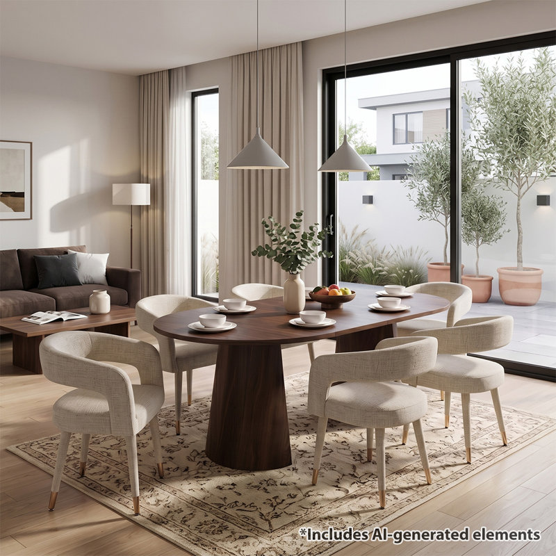 Ensemble de table de salle à manger extensible de 47 à 65 po à 83 po avec fauteuils rembourrés, 7 Pieces: Table, 6 Chairs