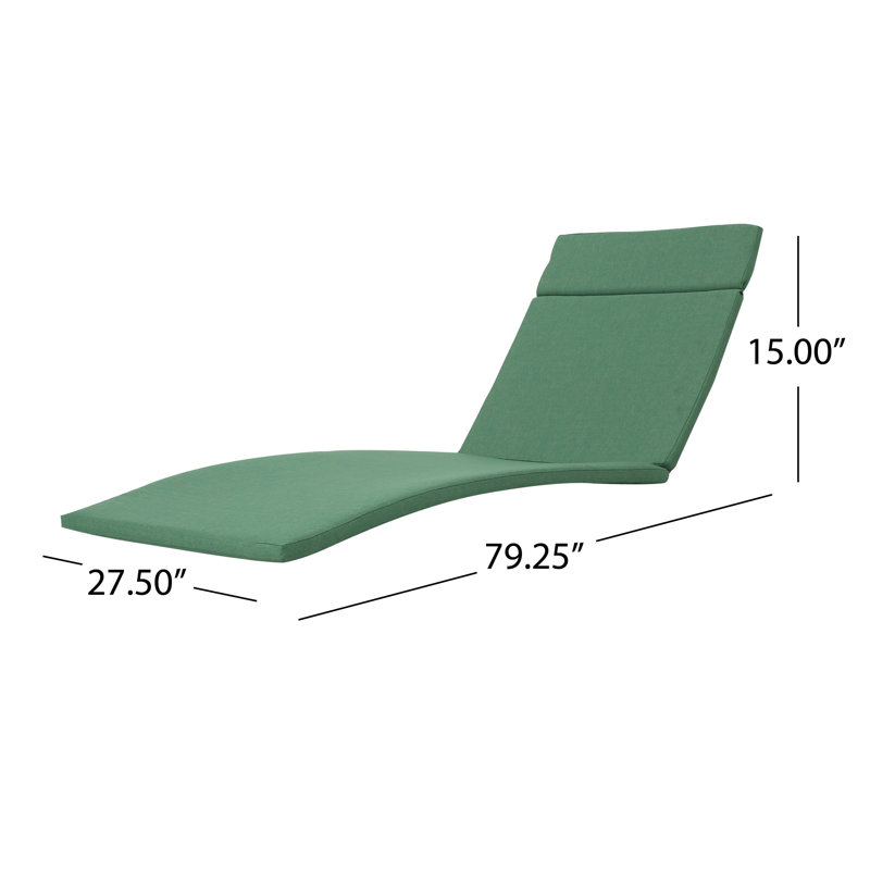 Billur Outdoor Chaise Lounge , Cushion Included, Jungle Green