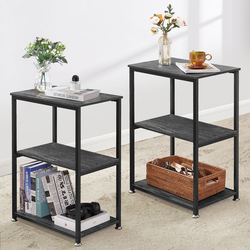 Ortha 3-Tiers Nightstand, End Sofa Table With Storage Shelves, Night Stand For Bedroom Living Room Hallway Study,Set Of 2
