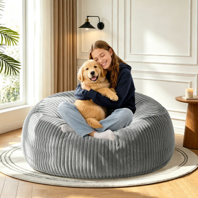 4 Foot Bean Bag Chair & Striped Lounger with Filler