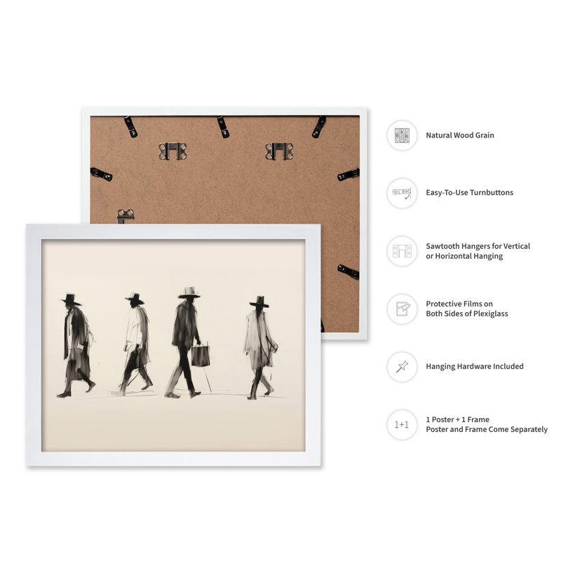 Hommes en costume, Poster, 18"H x 24"W, White Framed