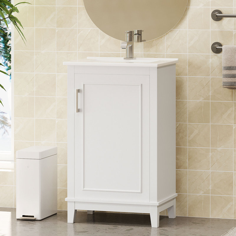 Rechell 20'' Single Bathroom Vanity with Ceramic Top, White