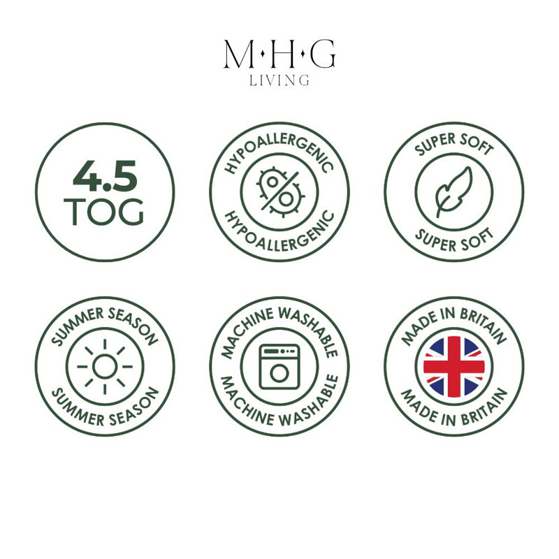 MHG Living Luxury Soft Touch Striped Microfibre 4.5 Tog Duvet – Anti-Allergy, Lightweight & Breathable Summer Quilt – Single, Double, King & Super King