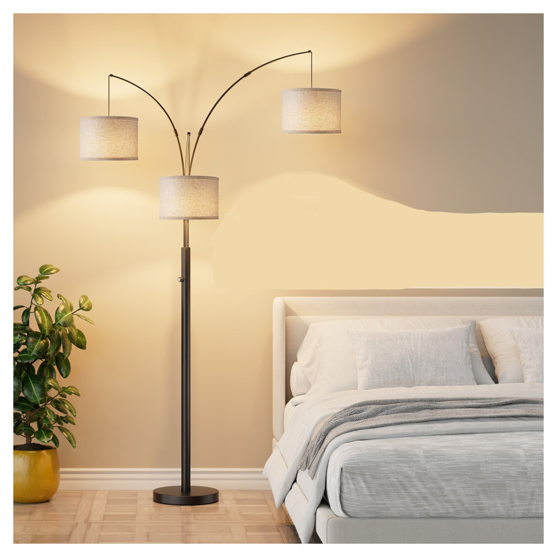 Lampe sur pied à 3 têtes en métal noir avec température de couleur réglable et fonction de gradation
