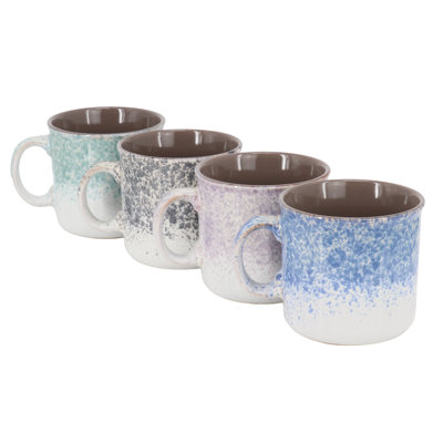 Gibson Home Blurry 4 Piece 19 Ounce Stoneware Straight Shape Mug Set in Assorted Colours