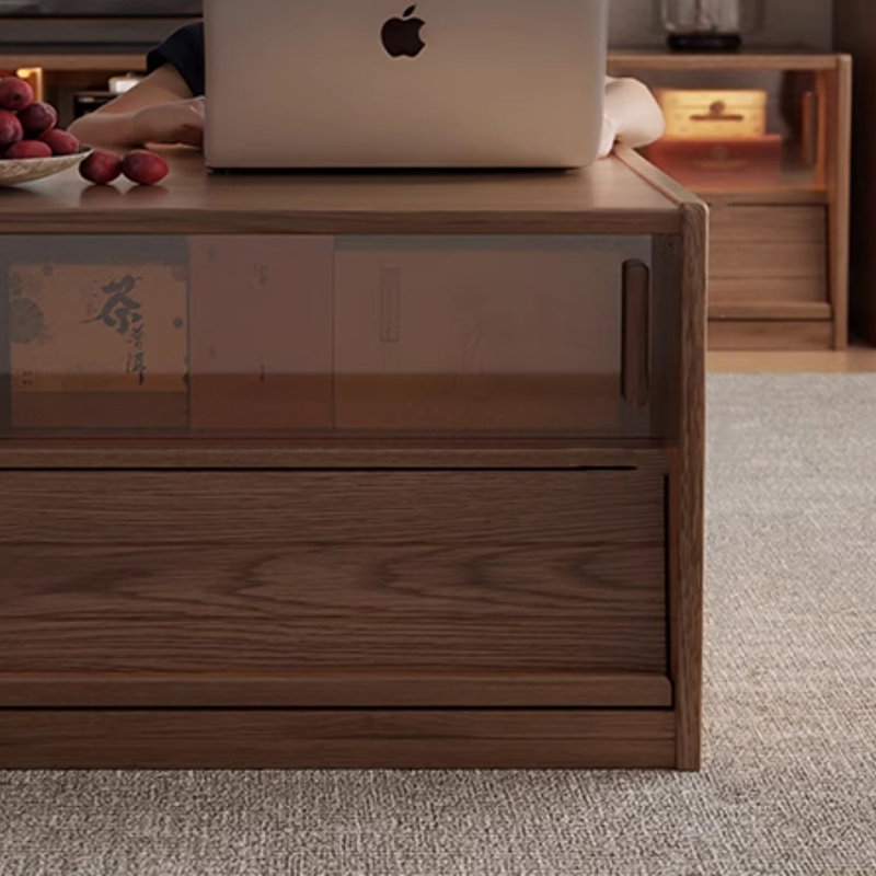 Simple solid wood square coffee table simple