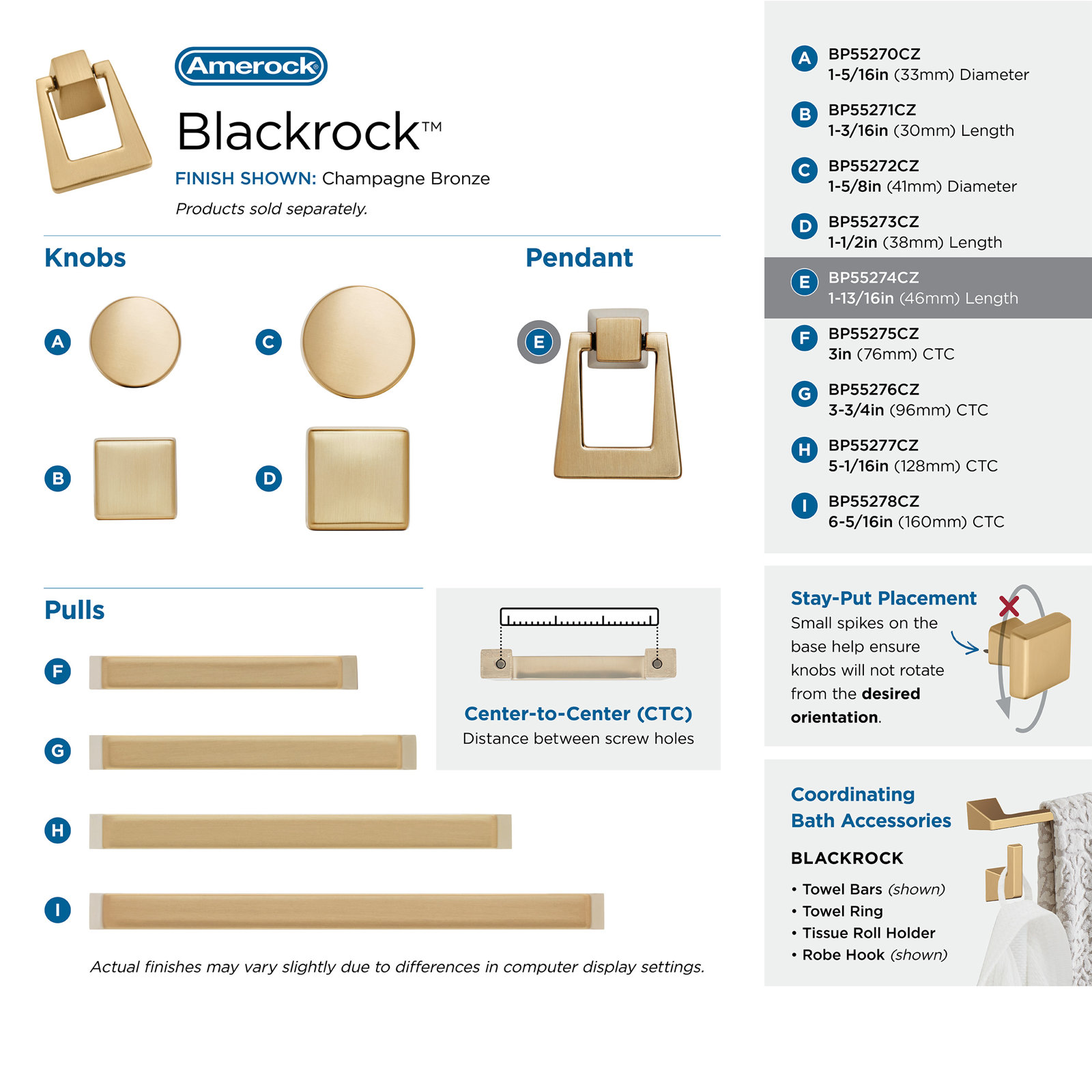 Blackrock Ring Drawer Pull, Champagne Bronze