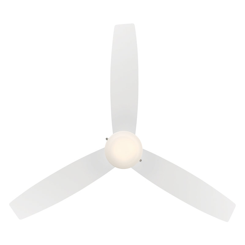52 Atlantis 3 - Blade Flush Mount Ceiling Fan with Pull Chain and Dimmable LED Light Kit Included, Matte White