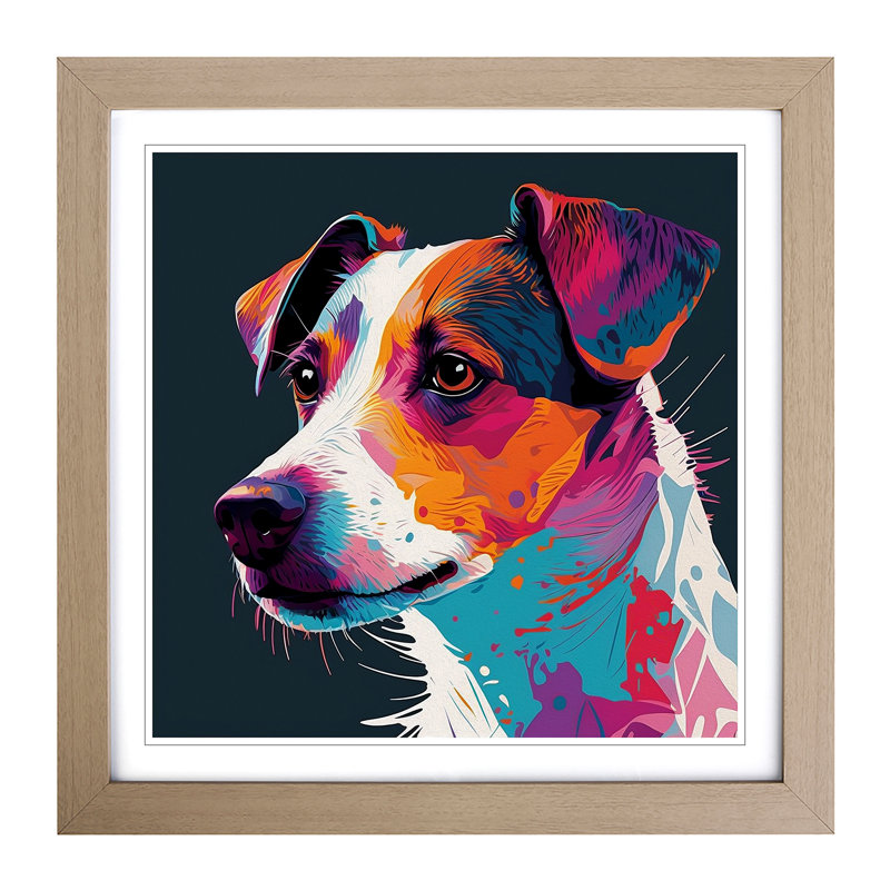 Jack Russell Fauvism - Framed Print, Oak