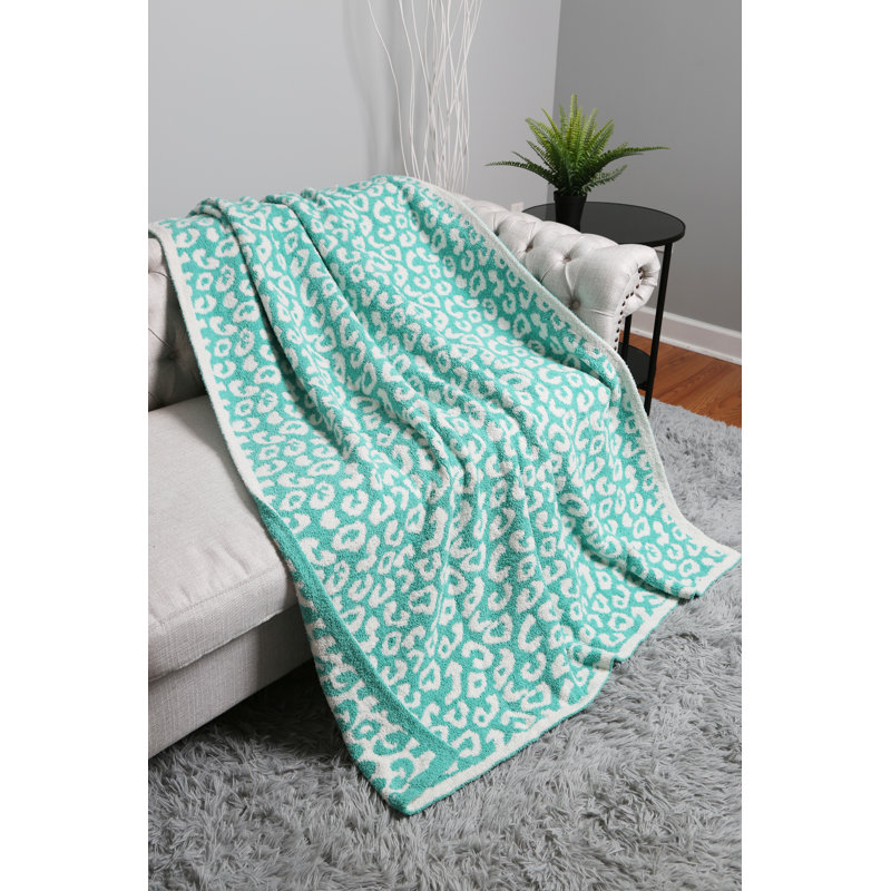 Leopard Pattern Luxury Soft Throw Blanket, Mint