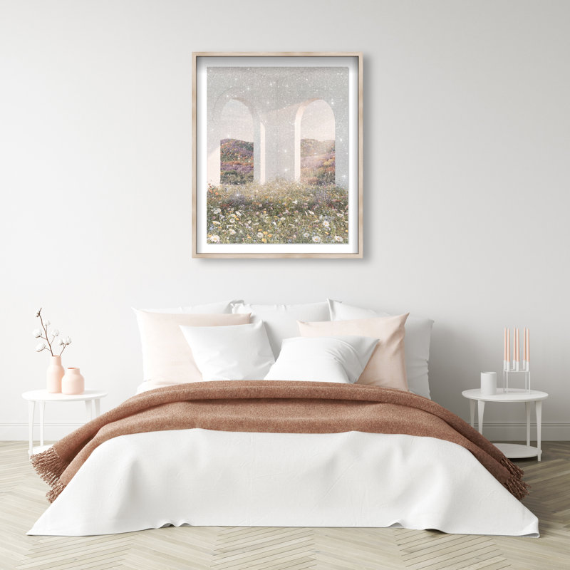 Sunlight Coming Through Framed Graphic Art, 46.5"H x 37.5"W, Natural Oak Shadowbox
