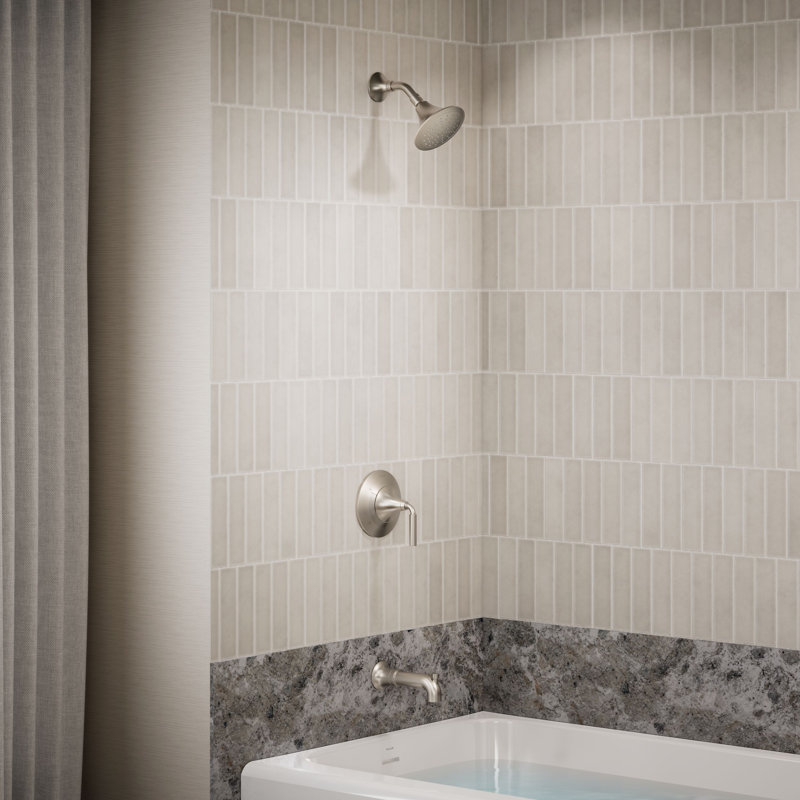 Ensemble de garniture de robinet de baignoire et douche à pression équilibrée Tone Rite-Temp 2,5 GPM, Nickel brossé éclatant