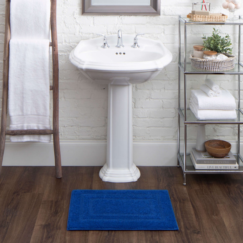 Kail Plush Stain/Fade Resistant Machine Washable Bath Mat, 17" W x 24" L, Fiesta Cobalt
