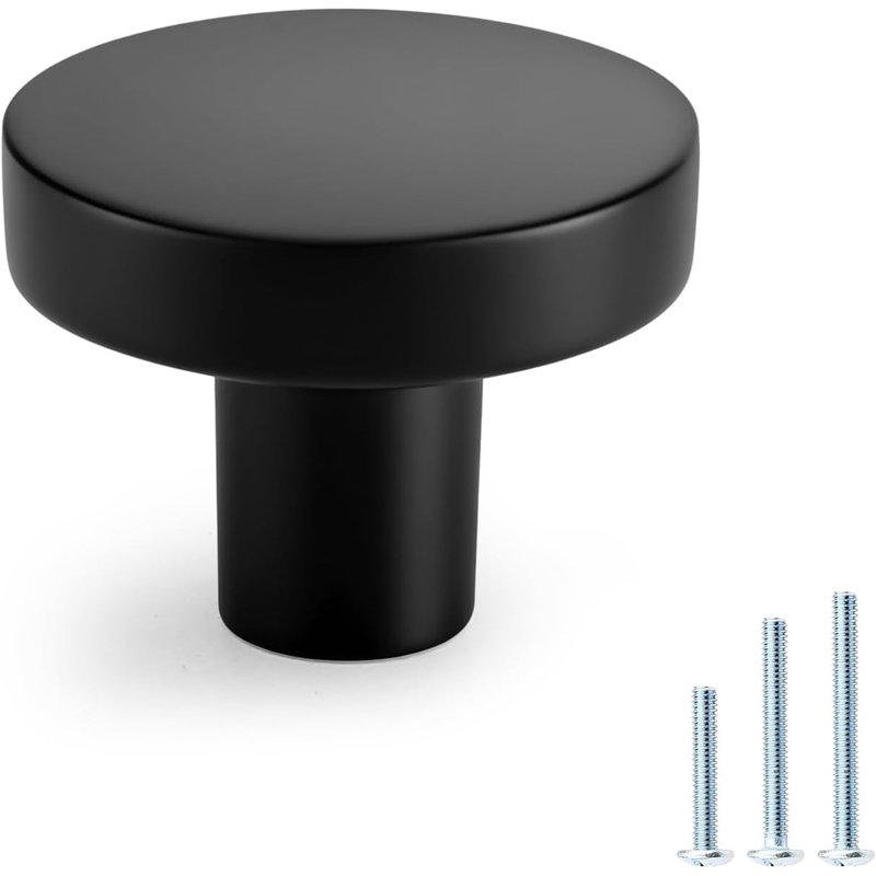 Boutons d'armoire ronds pour quincaillerie de tiroir pour armoire, Noir mat