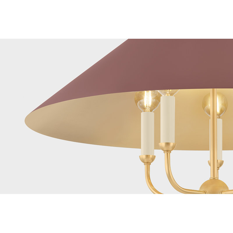 Lustre Clivedon en laiton vieilli / Studio doux par Mark D. Sikes, Rouge