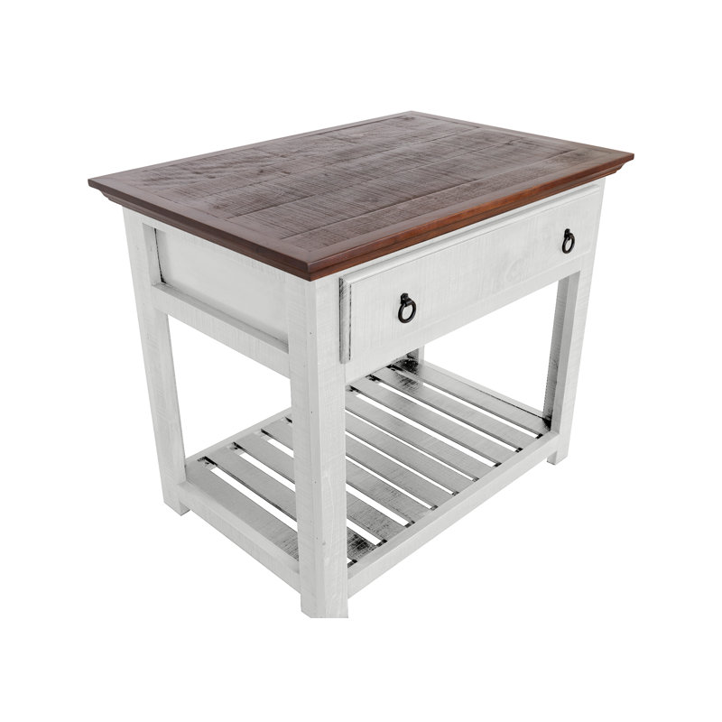 Chantail Solid Wood Kitchen Island, White