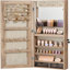 Armoire à bijoux murale rustique rectangulaire avec miroir lumineux intégré - Organisateur de bijoux ultime pour le maquillage du visage des femmes - Parfait pour les cadeaux d'anniversaire