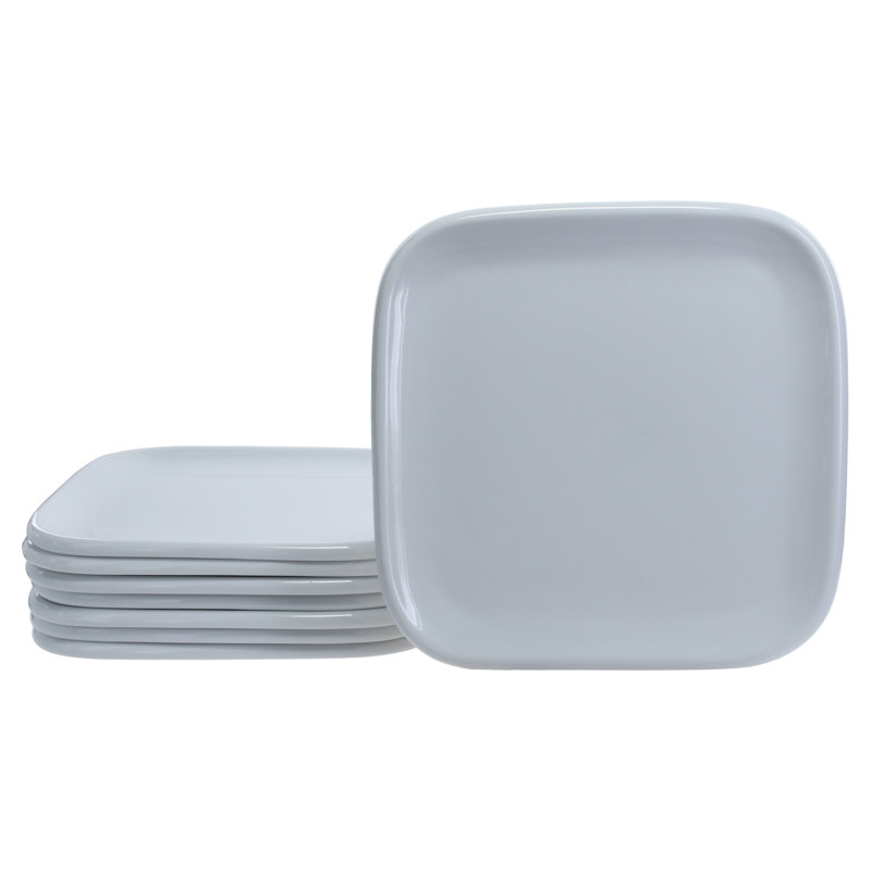 8-Piece, Impulse Square Salad Plates Sets, 8.26", White