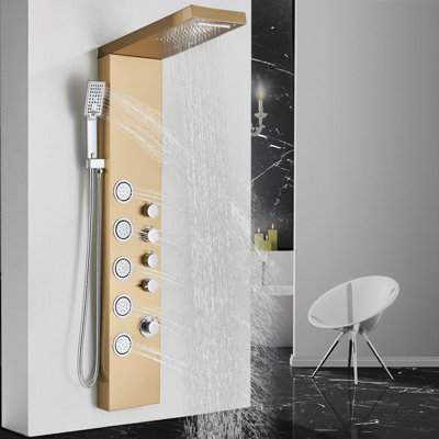 Panneau de douche brossé 47 po avec pomme de douche fixe