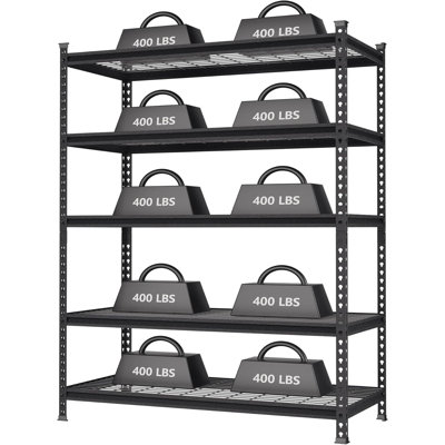 5-Tier Adjustable Metal Shelving, 48”Wx24”Dx72”H, 4000LBS Capacity