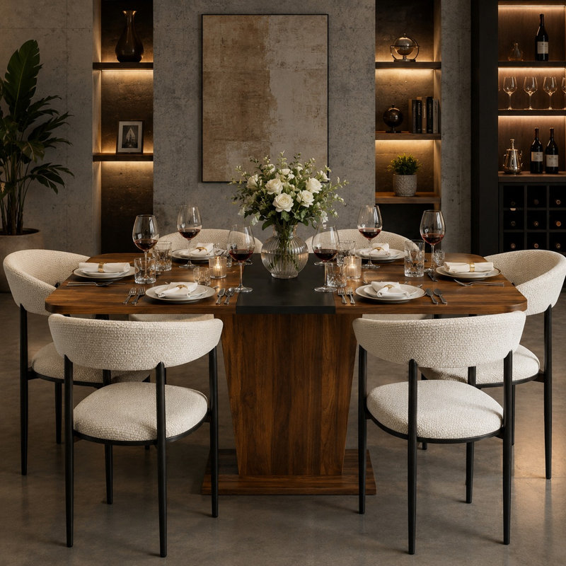 Extendable Dining Table, Modern Expandable Rectangular Dining Table for Kitchen, Dining Room & Small Spaces, Space-Saving Wood Dining Table