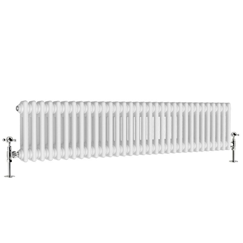 Tryphosa Traditional 2 Column Horizontal Designer Radiator, White, 30cm H x 146cm W