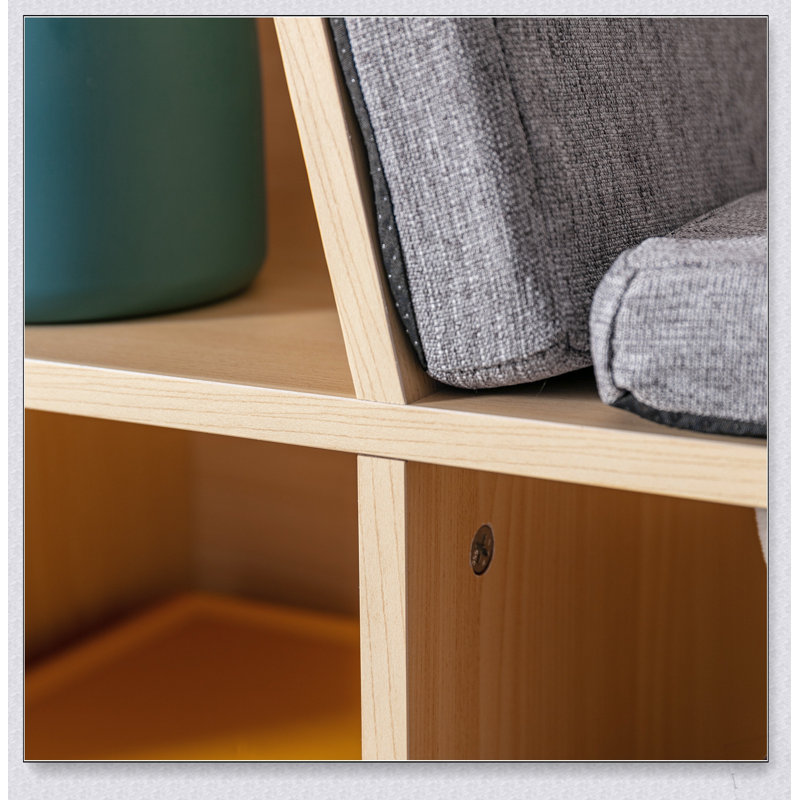 Bibliothèque pour 6 enfants avec coin lecture et coussin, rangement polyvalent pour chambre à coucher, salon, Grey