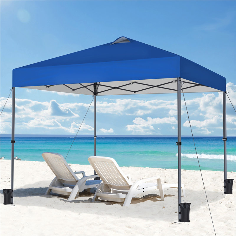 10x10 FT One-Push Pop Up Canopy Tent with 4 Side Walls and Roller Bag, Blue