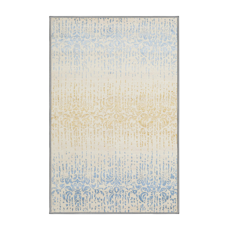 Tapis abstrait gris / bleu / brun, Rectangle 2 pi x 4 pi