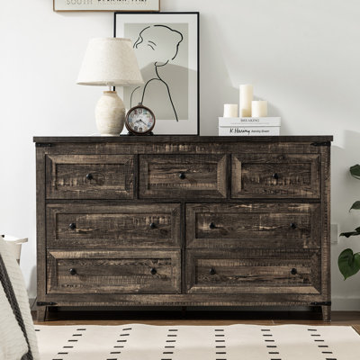 Commode 51 "en bois pour chambre à coucher avec 7 tiroirs, commode Farmhouse