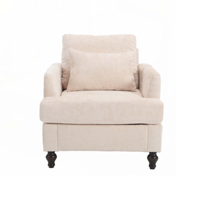 Wood Frame Chenille Armchair