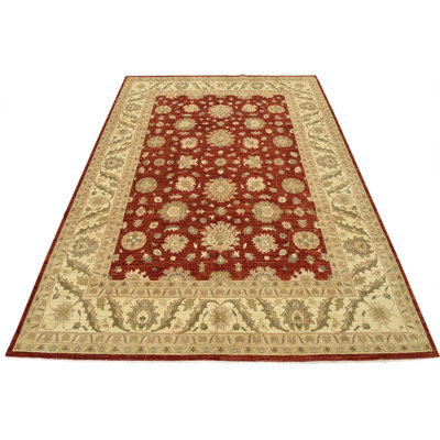 One-of-a-Kind Rectangle 9' X 11'10" New Age Wool Area Rug in Red/Beige