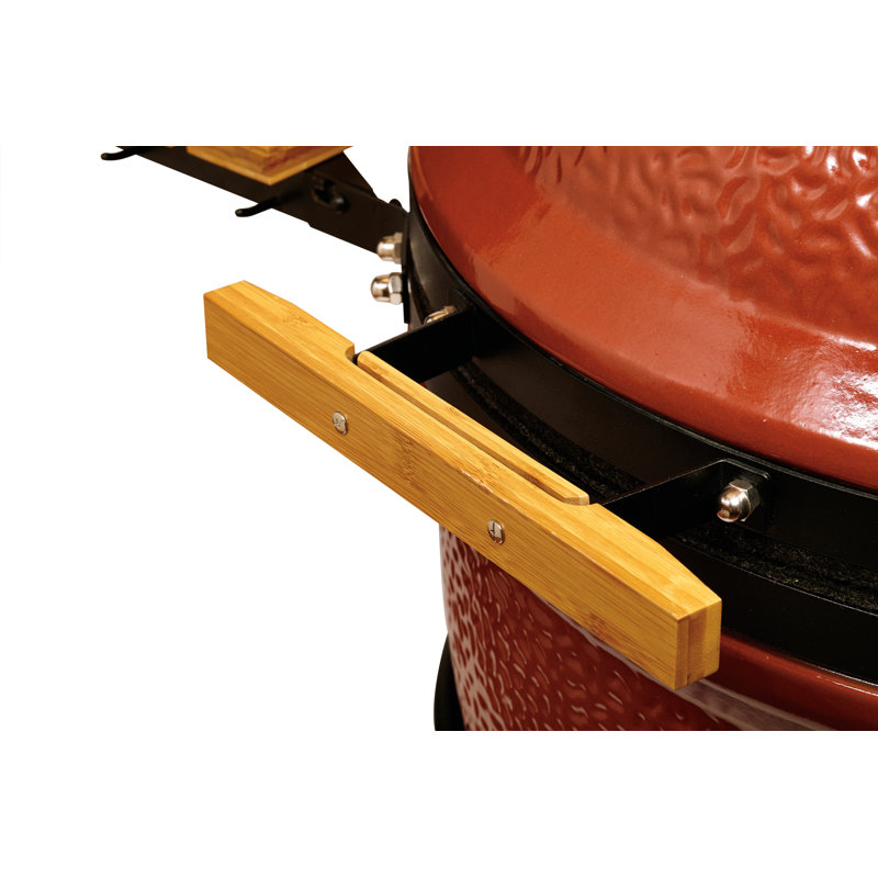 24" BigJoe Charcoal Grill with Side Shelves, Red