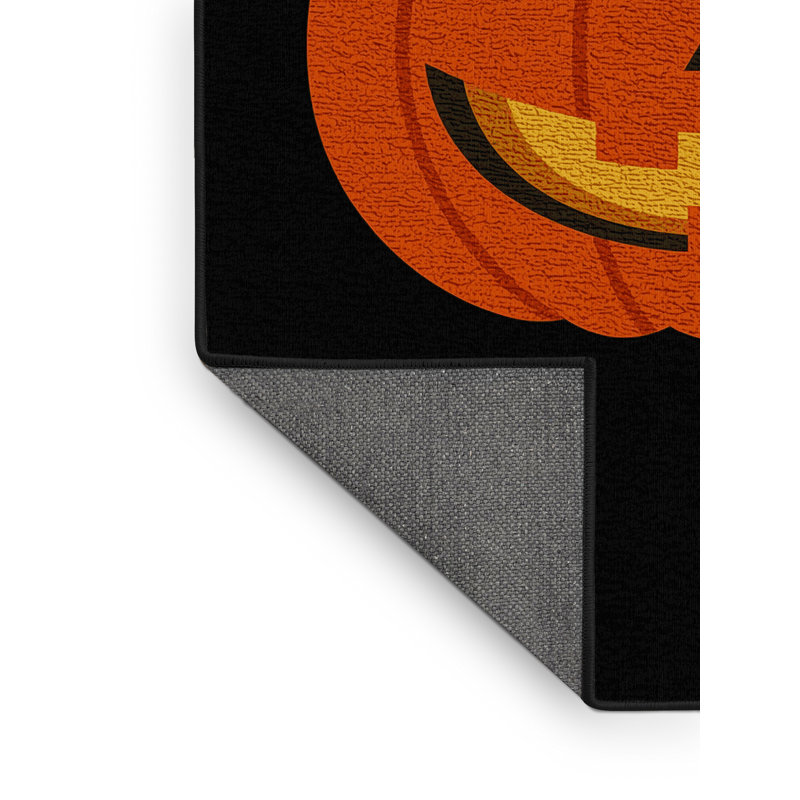 Soft Plush Eshelman Halloween Modern & Contemporary Abstract Area Rug in Black – Black Binding, 4x6