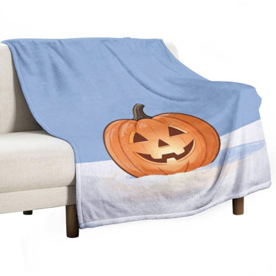 Jeté orange en citrouille avec flanelle de luxe, couverture douce et chaude pour le canapé-lit du salon
