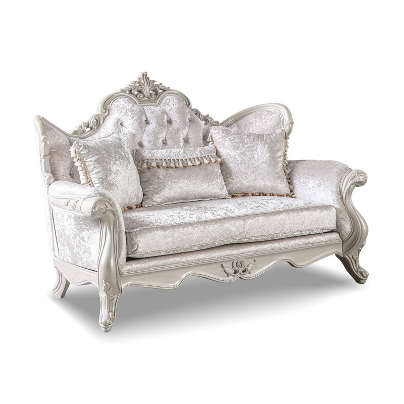 Causeuse rembourrée 70,5 po Tarver, Blanc, Polyester blanc