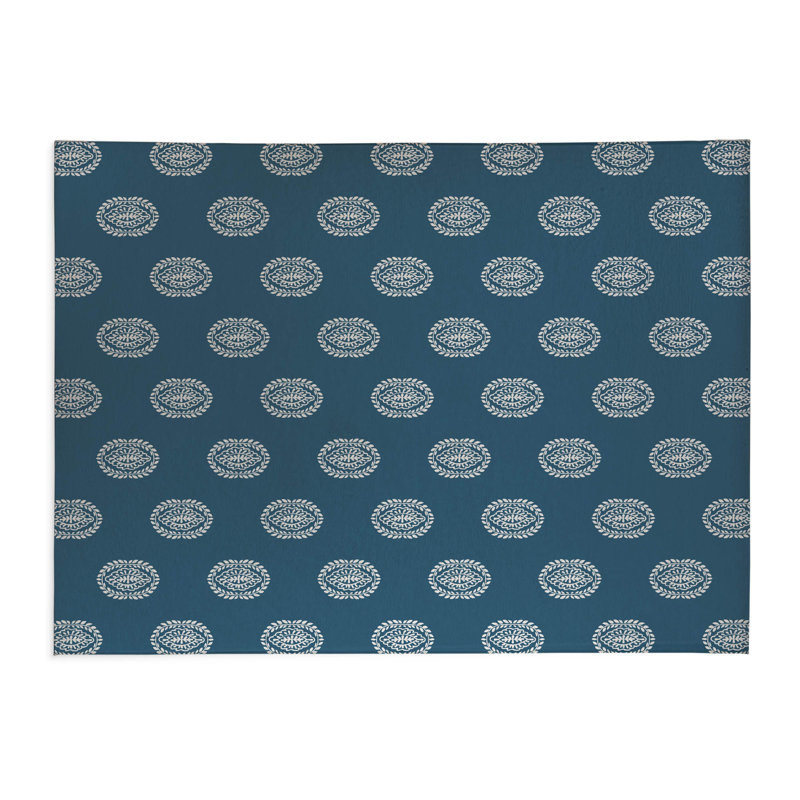 Tapis de lessive léger et antidérapant Maddy, L 37 po x H 5,5 po, Floral bleu sarcelle
