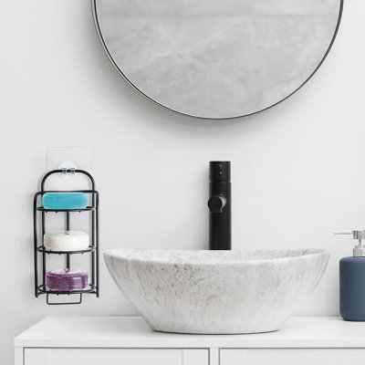 3-Tier Shower Soap Shampoo Bar Holder, Self Adhesive, Freestanding Draining Bathroom Soap Dish Caddy For Bathroom Wall Accesories Decor