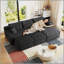 Canapé modulaire 95 po avec 2 repose-pieds Cloud, coussins rembourrés minimalistes modernes, canapé en U confortable pour le salon, canapé d'angle à assise profonde, aucun assemblage requis, noir (tissu en velours côtelé moelleux)