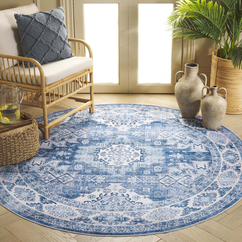 Tapis oriental lavable à la machine Miljan Performance, Rond 6 pi