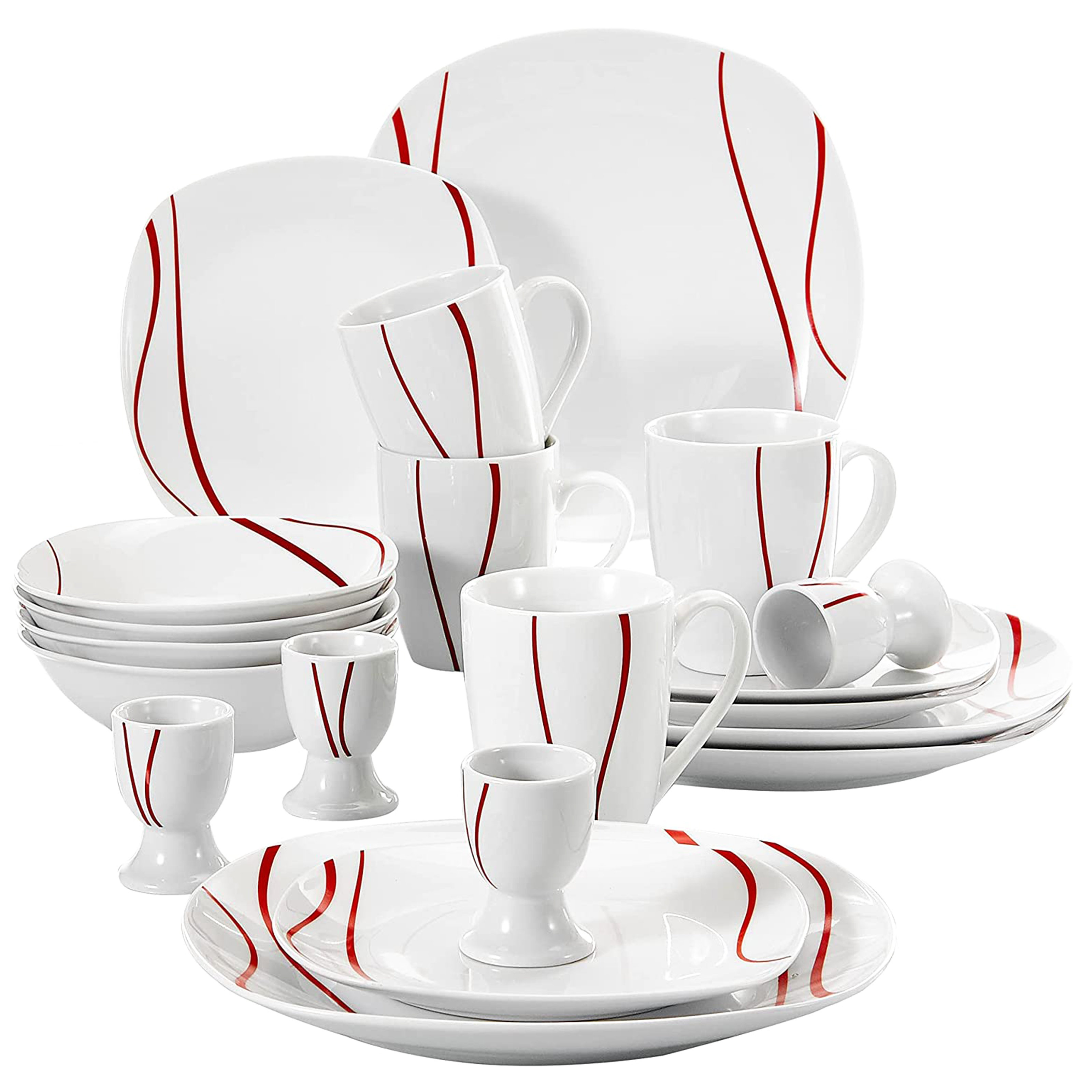 30-Piece MALACASA Felisa Porcelain Dinnerware Set with Plates Cups