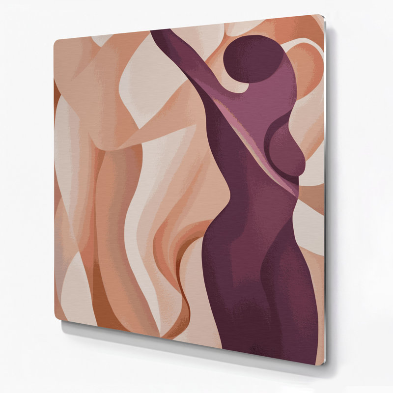 Art mural abstrait en métal beige 38, H 12 po x l 12 po