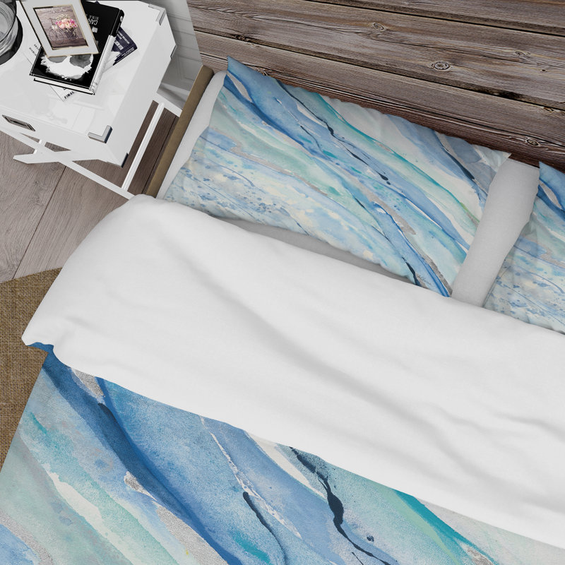 Blue Silver Spring I - Modern Lake House Duvet Cover Set - Microfiber Polyester, King Duvet Cover + 2 Shams