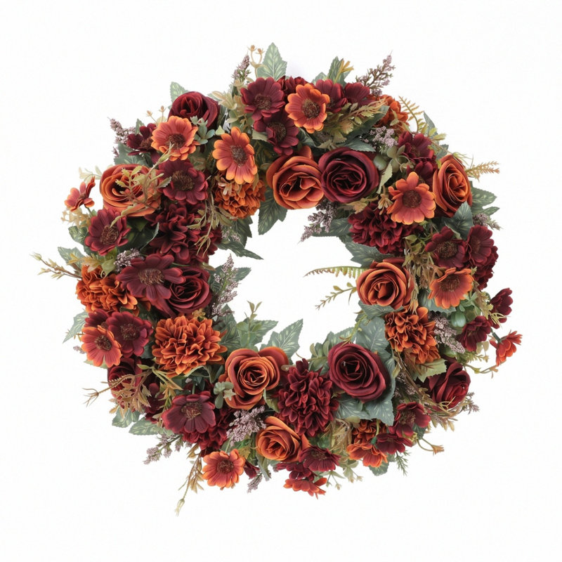 18 inch Artificial Fall Floral Wreath