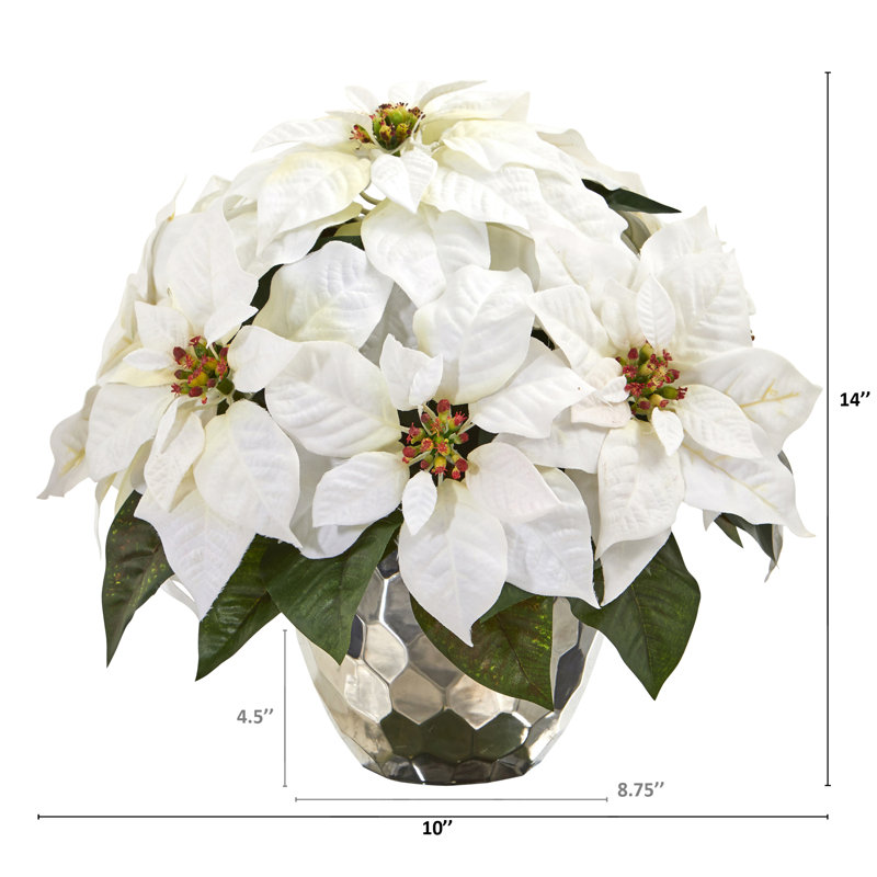 Arrangement floral de poinsettias artificiels dans un vase, Argent