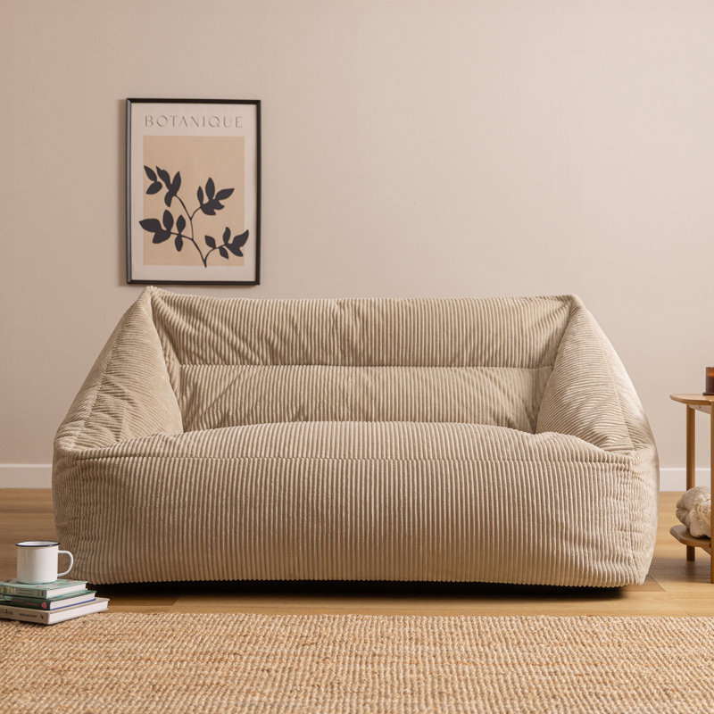 Icon Adult Corduroy Refillable Bean Bag Sofa, Beige